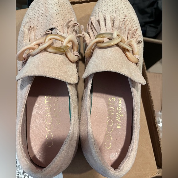 Coconuts by Matisse Blush Suede Loafers with Fringe and Chain - Picture 4 of 11